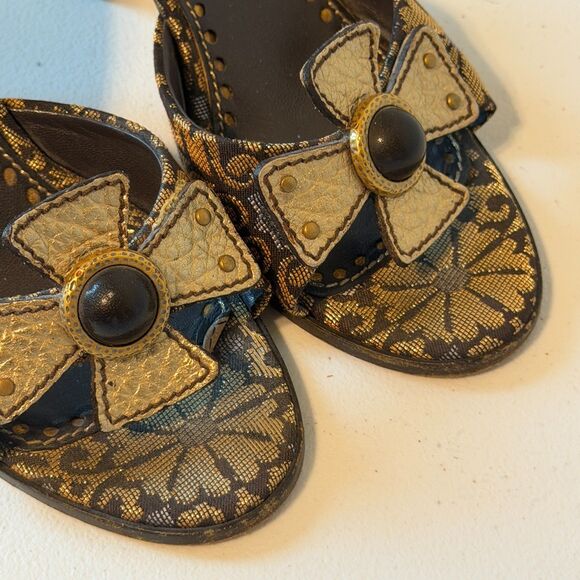 Vtg YSL Yves Saint Laurent Casablanca slide sandals chocolate canvas size 36 - Picture 10 of 12